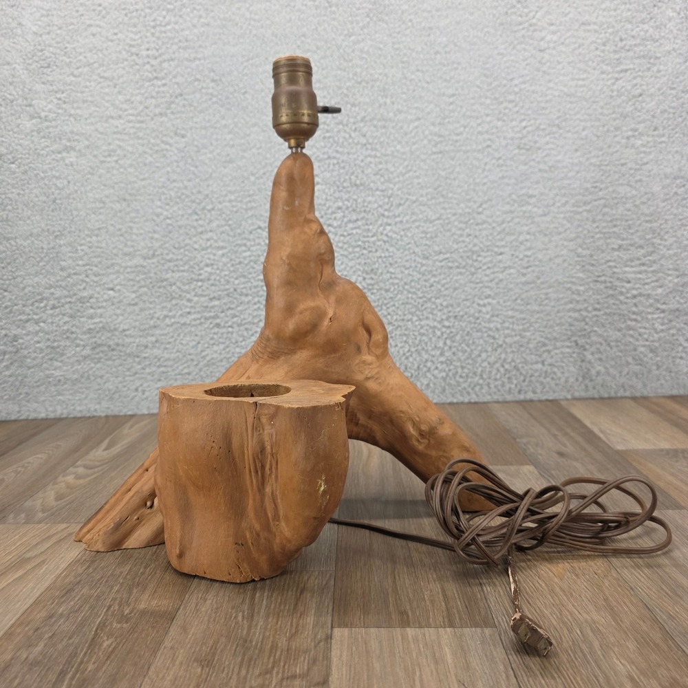Rustic Driftwood Table Lamp Base Unique Natural Wood Mid Century‎ Modern